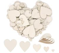 Swpeet 300Pcs 5 Sizes Unfinished Wood Heart Cutouts Assortment Kit, Blank Wood Heart Slices, Wooden Heart Ornaments, Wooden Heart Shaped Embellishments Slices for Crafts Christmas Wedding Decoration