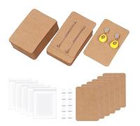 Swpeet 300Pcs Cowhide Color Earring Display Cards Assorment Kit, 100Pcs 3.5 x 2.4 Inches Square Earring Holder Cards with Silicone Earring Backs and Self-Seal Bags for Earrings Necklace Jewelry