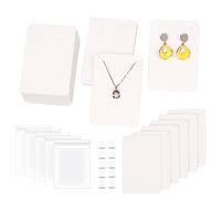Swpeet 300Pcs White Earring Display Cards Assorment Kit, 100Pcs 3.5 x 2.4 Inches Square Earring Holder Cards with 100 Silicone Earring Backs and Self-Seal Bags for Earrings Necklace Jewelry Display