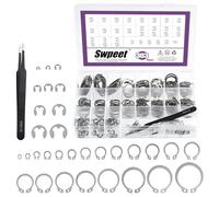 Swpeet 303Pcs 304 Stainless Steel 1.5mm - 10mm E-Clips and M4-M28mm C-Clips External Circlip Snap Retaining Clip Rings with Tweezers Assortment Kit, Circlip Retainer Rings Set for Shafts Moving Parts