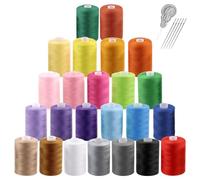 Swpeet 30Pcs 1000 Yards Rainbow Colors All Purpose Threads with Sewing Needles Kit, Handy Polyester Sewing Threads Embroidery Thread, Hand Sewing Needle Threaders Set for Crafters Lovers - 24 Colors