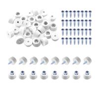 Swpeet 30Pcs 12mm×8mm×7mm Furniture Pads White Round Rubber Feet Pads with 32Pcs M3×16mm Mounting Screws, Round Non Slip White Rubber Bumpers Pads for Cutting Board Furniture Appliances Electronics