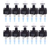 Swpeet 30Pcs 20Amp Thermal Circuit Breaker with Quick Connect Terminals and Waterproof Button Caps Assortment Kit,Waterproof Push Button Circuit Breaker 32V DC 125/250VAC 50/60Hz for Switch Operation