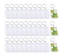 Swpeet 30Pcs Arc Rectangle Acrylic Blank Picture Photo Keychain with Key Ring Assortment Kit, Pendant Picture Frame Keyring Clear Acrylic Photo Keychain For Passport and Photo Insert