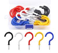 Swpeet 30Pcs Colorful 2 Inch Cup Hooks, Vinyl Coated Ceiling Cup Hooks Screw Hooks Mug Hooks Holder for Home, Office and Workplace