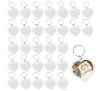 Swpeet 30Pcs Heart-shaped Acrylic Blank Picture Photo Keychain with Key Ring Assortment Kit, Pendant Picture Frame Keyring Clear Acrylic Photo Keychain For Passport and Photo Insert