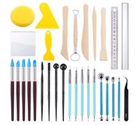 Swpeet 30Pcs Silicone Clay Sculpting Tool, Modeling Dotting Tool & Pottery Craft Ball Stylus Tool,Dotting Pottery Toolsfor Pottery Modeling, Smoothing Clay, Ceramics