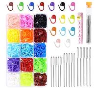 Swpeet 316Pcs Colorful Stitch Locking Clip Knitting Markers Crochet Clips with 15 Pieces Big Eyes Blunt Sewing Needles and Soft Ruler Assortment Kit, Perfect for Knit DIY Projects Accessories