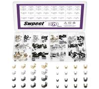 Swpeet 320Pcs 4 Colors #3#5#8#10 Zipper Slider Retainers Kit, U Shape Top Stop and Four Claw Foot Bottom Stop, Zipper Stopper Repair Set, Zip Stopper Replacement for Bags Coats Zippers Repair