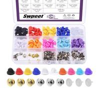 Swpeet 320Pcs Rubber Pin Backs Locking Butterfly Clutch Kit, 10mm Blank Pins, Assorted Colors, Storage Case, Tie Tacks Keepers Replacement