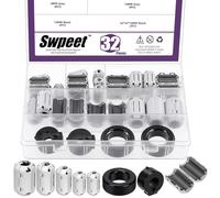 Swpeet 32Pcs 7 sizes Grey Clip-on Ferrite Ring Core with Toroid Core Assortment Kit, RFI EMI Noise Suppressor Cable Clip for 3.5/5/7/9/13/15/42 * 24 * 16mm Diameter HDMI USB Cable