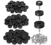 Swpeet 32Sets 24mm Round Black Furniture Pads with Screws, Heavy Duty Round Rubber Non Slip Non Skid Furniture Feet Rubber Bumpers Pads for Table Desk Chair to Protect Hardwood