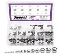 Swpeet 330Pcs 16 Size 1mm 2mm 2.5mm 3mm 3.5mm 4mm 4.5mm 5mm 5.5mm 6mm 7mm 8mm 9mm 10mm 11mm 12mm Metric Steel Loose Bicycle Bearing Steel Ball Precision Balls Assortment Kit for Bicycles Casters