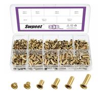 Swpeet 330Pcs 6 Sizes M4 Through Hole Copper Rivets Assortment Kit, Hollow Rivets Grommets, Double-Sided Circuit Board PCB Vias Nails for Electrical Applications Belts Wallets Leather DIY Craft
