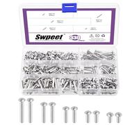 Swpeet 330Pcs M4 × 6mm 10mm 14mm 20mm 25mm Solid Aluminum Brazier Head Rivets, Aluminum Rivet, Plain Finish, Universal Head, High Corrosion Resistance for Repairing Boats, Aircraft, Making Armor