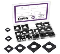 Swpeet 34Pcs 6 Sizes M8 /M10 /M12 /M16 /M18 /M20 Galvanized Black Beveled Square Washers Assortment Kit, Wedge Shaped Washers in Plain Carbon Steel for Shim Leveling