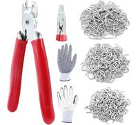 Swpeet 360Pcs 3/4" 1/2" 3/8" Galvanized Hog Rings with Straight Hog Ring Pliers Assortment Kit, Professional Upholstery Hog Rings Installation Kit for Bungee Shock, Cords, Animal Pet Cages, Bagging