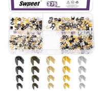 Swpeet 375Pcs 4 Sizes #3#5#8#10 Multicoloured Zipper Slider Retainers Assortment Kit, U Shape Top Stoppers Top Stop U-Clip Replacement Zipper Latch Slider Accessories for Clothing Handbags