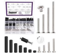 Swpeet 385Pcs 6-32 Thread Extra Long Outlet Screws, Slotted Wall Plate Screws and Electrical Outlet Spacers Extender Kit, Electrical Outlet Screws, Switch Plate Screws, Nylon Round Space