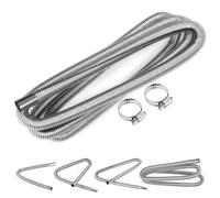 Swpeet 3Pcs 1" x 118" - 25mm x 300cm Stainless Steel Diesel Heater Exhaust Pipe with 18mm-29mm Hose Clamps Kit, Fuel Tank Air Heater Diesel Gas Vent Hose Exhaust Tubing for Car Vehicle