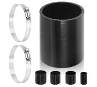 Swpeet 3Pcs 2.5 Inch - 63mm 4-Ply Reinforced Straight Black Silicone Hose Kit with 59-82mm 304 Stainless Steel T Bolt Clamp, Automotive Pure Silicone Hose for Turbo Intake Intercooler