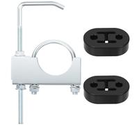 Swpeet 3Pcs 2.5 Inch Exhaust Clamp with Hanger and Rubber Exhaust Hangers, Heavy Duty Muffler Hanger, Universal Clamp On Exhaust Hanger, Exhaust System Hanger for 2.5" Car Truck Exhaust Pipe