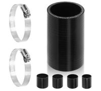 Swpeet 3Pcs 2 Inch - 51mm 4-Ply Reinforced Straight Black Silicone Hose Kit with 46-70mm 304 Stainless Steel T Bolt Clamps for Turbo Intake Intercooler