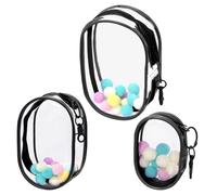 Swpeet 3Pcs 3 Sizes 4.1/ 6.1/ 6.7 Inch Black Doll Clear Figure Display Bag Portable Small Doll Storage Bag with Keychain, Hanging Blind Box Organizer Zipper Closure for Showing Off Blind Boxes
