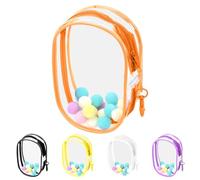 Swpeet 3Pcs 3 Sizes 4.1/ 6.1/ 6.7 Inch Orange Doll Clear Figure Display Bag Portable Small Doll Storage Bag with Keychain, Hanging Blind Box Organizer Zipper Closure for Showing Off Blind Boxes
