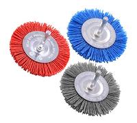 Swpeet 3Pcs 3Inch 80# 120# 240# Abrasive Nylon Wheel Brush Set with 1/4 Inch Shank, 3 Grit Nylon Drill Brush Set Perfect for Removal of Rust/Corrosion/Paint - Reduced Wire Breakage and Longer Life
