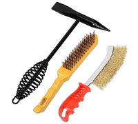 Swpeet 3Pcs 500g 11 Inch Welding Chipping Hammer and Steel Wire Brush with Brass Knife Wire Brush Assortment Kit, Welding Chipping Hammer with Steel Coil Spring Handle for Cleaning Removing Slag