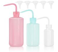 Swpeet 3Pcs 500ML/250ML/150ML Safety Bottles Watering Tools with 5Pcs Small Funnels Assortment Kit, Wash Bottles Water Squirt Bottle Succulent Watering Squeeze Bottle for Irrigation, Plant Washing