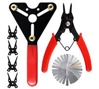 Swpeet 3Pcs AC Clutch Holding Tool Adjustable Clutch Holder and 4 in 1 Snap Ring Pliers with Stainless Steel Feeler Gauge Assortment Kit, Compatible with Domestic and Import AC Compressor