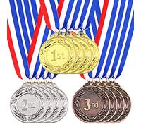 Swpeet 3PCS Metal Award Medals with Neck Ribbon, Olympic Style Winner Medals Gold Silver Brone Medals 1st 2nd 3rd Place Medals for Sports, Competitions, Party