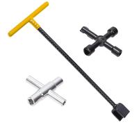 Swpeet 3Pcs Water Meter Key Wrench and 4-Way Sillcock with 4-Way Multi Functional Utility Tool Assortment Kit, Industrial Grade Curb Key Water Shut Off Tool Perfect for Valves, Faucets, and Spigots