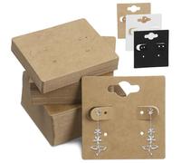 Swpeet 400Pcs Earring Hanging Cards Set Including 100Pcs 2" x 2" Square Thick Kraft Blank Paper Earring Display Cards with 6 Precut Holes, 200 Silicone Earring Backs and 100 Clear Self-Sealing Bags