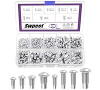 Swpeet 400Pcs M2 M2.5 M3 M4 × 6mm 8mm 10mm Aluminum Rivet Kit, Half Round Head Solid Knurled Rivets for Repairing Boats, Aircraft
