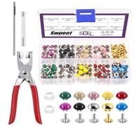 Swpeet 405Pcs 10 Colors 7mm Double Round Cap Leather Rivets with Fixing Tools, Double Cap Rivet Metal Studs, Leather Rivets Craft Belt Ideal for DIY Craft Leather Craft Repairs Decoration