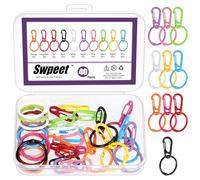 Swpeet 40Pcs 10 Colors Mini Carabiner Clips and Metal Binder Rings Assortment Kit, Tiny Spring Snap Hook Keychains, Loose Leaf Rings, Index Cards Flashcards Ring, Hanging Clips for Keys Backpack