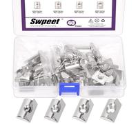 Swpeet 40Pcs 4 Sizes 4040 Series M4 M5 M6 M8 Nickel Plated Carbon Steel Roll in Spring T Nuts with Spring Sheet Assortment Kit, Roll in T Nuts with Sheet for 4040 Aluminum Profiles