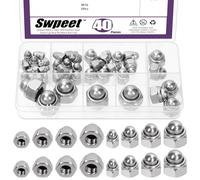 Swpeet 40Pcs 5 Sizes M4 M5 M6 M8 M10 304 Stainless Steel Metric Acorn Cap Nuts Assortment Kit, Serrated Hex Dome Cap Nut, Self-Locking Dome Head Hex Nuts for Furniture Automotive Hardware