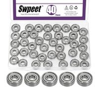 Swpeet 40Pcs 627ZZ Ball Bearings Assortment Kit, 7 x 22 x 7mm Carbon Steel Deep Groove Bearings, Miniature Bearings, Double Shielded