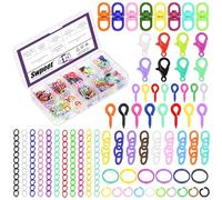 Swpeet 415Pcs Mixed Colors DIY Jewelry Accessories Assortment Kit, Including Lobster Claw Clasp, Swivel Eye Ring, Key Ring, Open Jump Ring, Eye Screw, and Extender Chain for Jewelry Making DIY Craft