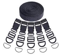 Swpeet 41Pcs 1 Inch DIY Making Bag Kit, Including Flat Side Release Buckles and Tri-glide Slides and D Rings with 1 Roll 5 Yards Nylon Webbing Straps for DIY Making Luggage Strap, Pet Collar