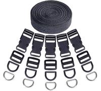 Swpeet 41Pcs 3/5 Inch DIY Making Bag Kit, Including Flat Side Release Buckles and Tri-glide Slides and D Rings with 1 Roll 5 Yards Nylon Webbing Straps for DIY Making Luggage Strap, Pet Collar