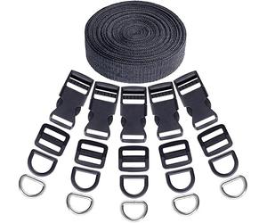 Swpeet 41Pcs 3/5 Inch DIY Making Bag Kit, Including Flat Side Release Buckles and Tri-glide Slides and D Rings with 1 Roll 5 Yards Nylon Webbing Straps for DIY Making Luggage Strap, Pet Collar