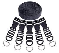 Swpeet 41Pcs 4/5 Inch DIY Making Bag Kit, Including Flat Side Release Buckles and Tri-glide Slides and D Rings with 1 Roll 5 Yards Nylon Webbing Straps for DIY Making Luggage Strap, Pet Collar