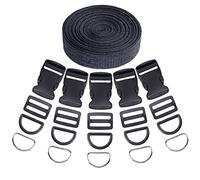 Swpeet 41Pcs 5/4 Inch DIY Making Bag Kit, Flat Side Release Buckles and Tri-glide Slides and D Rings with 1 Roll 5 Yards Nylon Webbing Straps for DIY Making Luggage Strap, Pet Collar