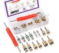 Swpeet 41Pcs R12 / R134a AC Master Valve Core Repair Kit, Including Assortment R12 R134a Valve Core Refrigeration Tire Stem with Remover Tool for Most Cars