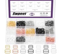 Swpeet 420Pcs 7 Colors 8 mm 12 mm Figure 8 Shape Bra Strap Sliders Kit, Swimsuit Strap Adjustment Rings, Metal Bathing Suit Clips Clasp, Bra Strap Slide Replacement for Swimsuit Tops and Lingerie